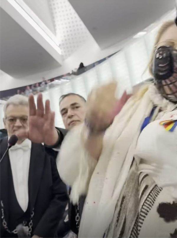 Momentul în care Diana Iovanovici Şoşoacă este evacuată din reuniunea Parlamentului European, filmat de Luis Lazarus. Momentul în care Diana Iovanovici Şoşoacă este evacuată din reuniunea Parlamentului European, filmat de Luis Lazarus.